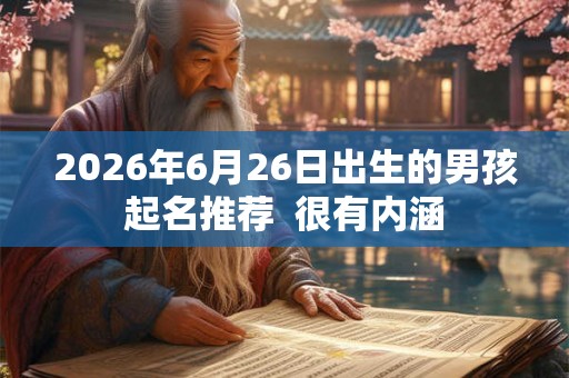 2026年6月26日出生的男孩起名推荐 很有内涵 2026年6月26日出生的男孩起名推荐 很有内涵