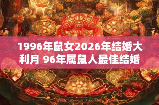 1996年鼠女2026年结婚大利月 96年属鼠人最佳结婚年份