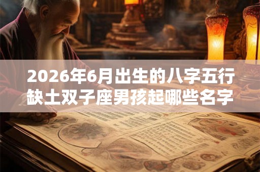 2026年6月出生的八字五行缺土双子座男孩起哪些名字好