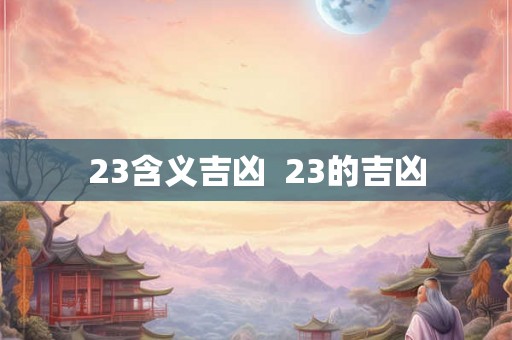23含义吉凶  23的吉凶