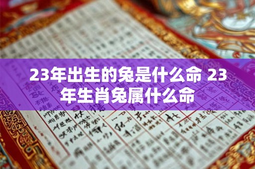 23年出生的兔是什么命 23年生肖兔属什么命