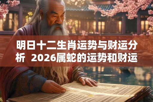 明日十二生肖运势与财运分析 2026属蛇的运势和财运 明日十二生肖运势与财运分析 2026属蛇的运势和财运