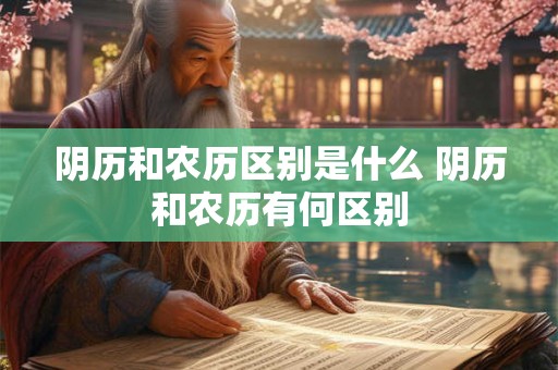 阴历和农历区别是什么 阴历和农历有何区别