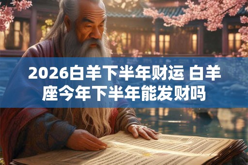2026白羊下半年财运 白羊座今年下半年能发财吗