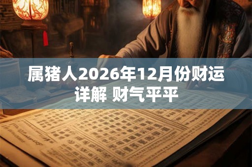 属猪人2026年12月份财运详解 财气平平 属猪人2026年12月份财运详解 财气平平