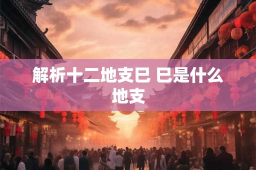 解析十二地支巳 巳是什么地支
