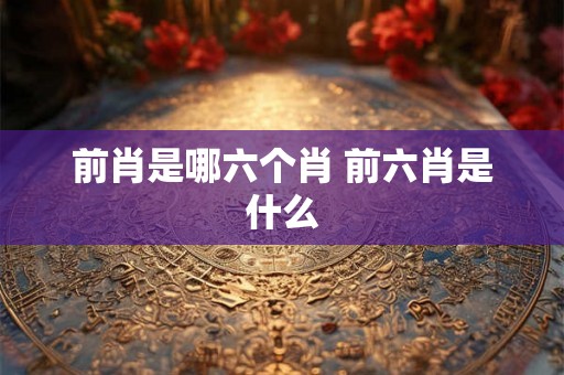 前肖是哪六个肖 前六肖是什么