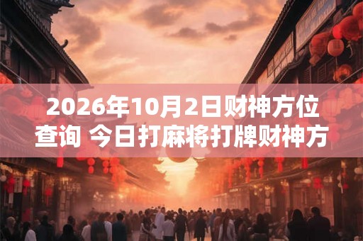 2026年10月2日财神方位查询 今日打麻将打牌财神方位