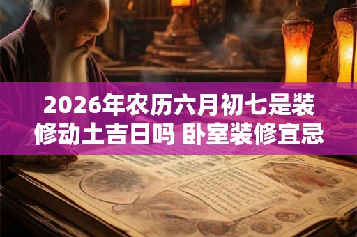 2026年农历六月初七是装修动土吉日吗 卧室装修宜忌