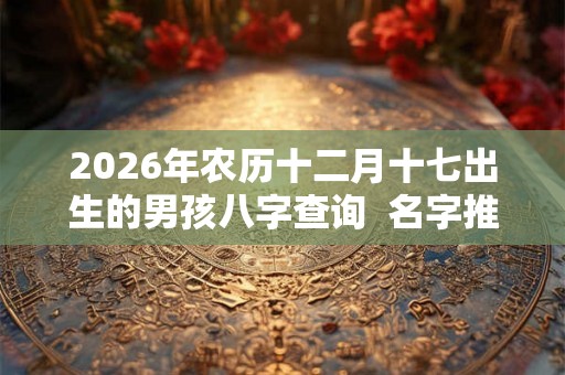 2026年农历十二月十七出生的男孩八字查询  名字推荐