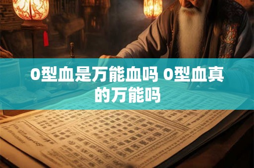 0型血是万能血吗 0型血真的万能吗