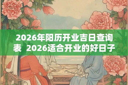 2026年阳历开业吉日查询表 2026适合开业的好日子 2026年阳历开业吉日查询表 2026适合开业的好日子
