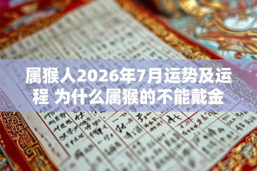 属猴人2026年7月运势及运程 为什么属猴的不能戴金