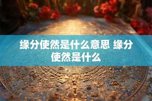 缘分使然是什么意思 缘分使然是什么