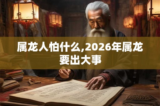 属龙人怕什么,2026年属龙要出大事