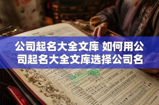 公司起名大全文库 如何用公司起名大全文库选择公司名称