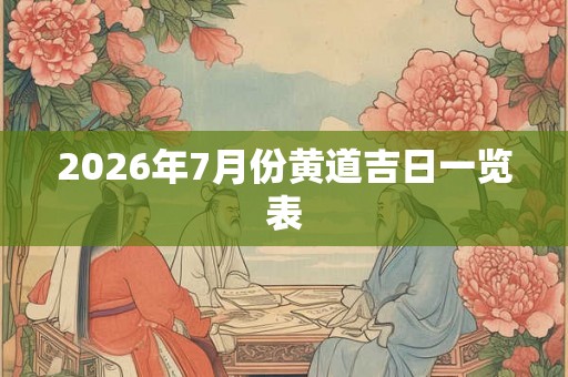 2026年7月份黄道吉日一览表