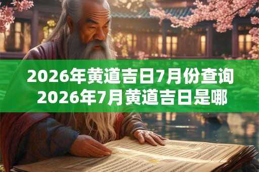 2026年黄道吉日7月份查询 2026年7月黄道吉日是哪天 2026年黄道吉日7月份查询 2026年7月黄道吉日是哪天