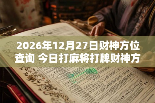 2026年12月27日财神方位查询 今日打麻将打牌财神方位