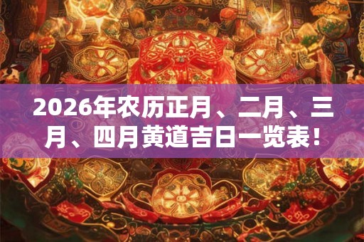 2026年农历正月、二月、三月、四月黄道吉日一览表! 2026年农历正月、二月、三月、四月黄道吉日一览表!