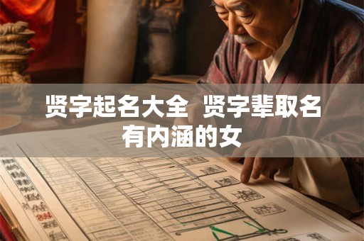 贤字起名大全  贤字辈取名有内涵的女