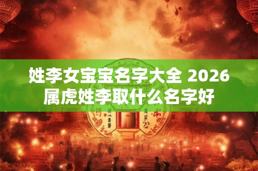 姓李女宝宝名字大全 2026属虎姓李取什么名字好