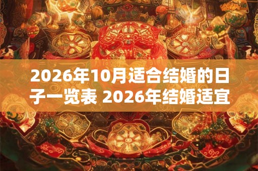 2026年10月适合结婚的日子一览表 2026年结婚适宜日期一览表
