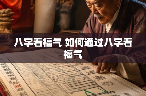 八字看福气 如何通过八字看福气