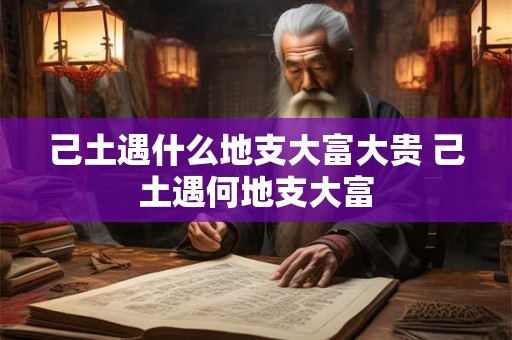 己土遇什么地支大富大贵 己土遇何地支大富