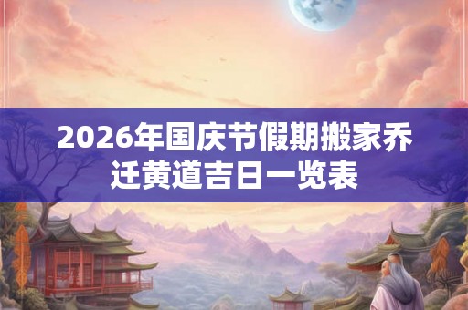 2026年国庆节假期搬家乔迁黄道吉日一览表