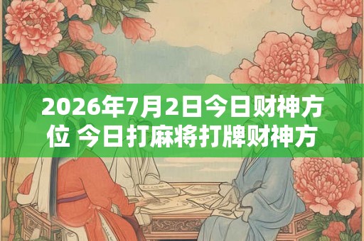 2026年7月2日今日财神方位 今日打麻将打牌财神方位