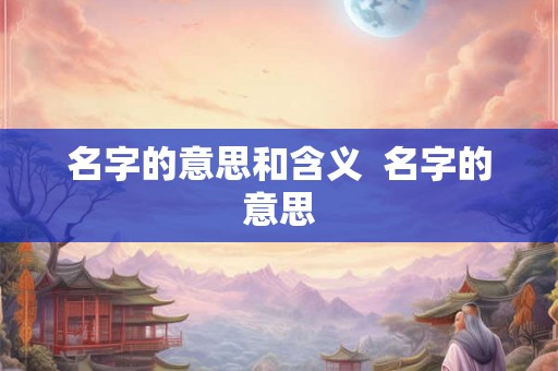 名字的意思和含义  名字的意思