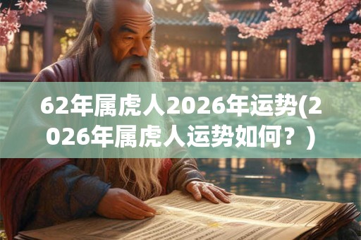 62年属虎人2026年运势(2026年属虎人运势如何？)