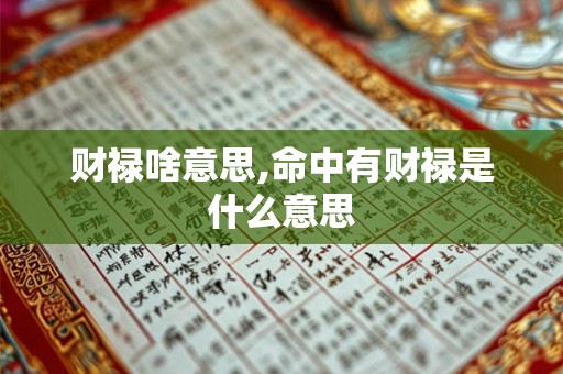 财禄啥意思,命中有财禄是什么意思