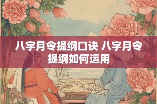 八字月令提纲口诀 八字月令提纲如何运用