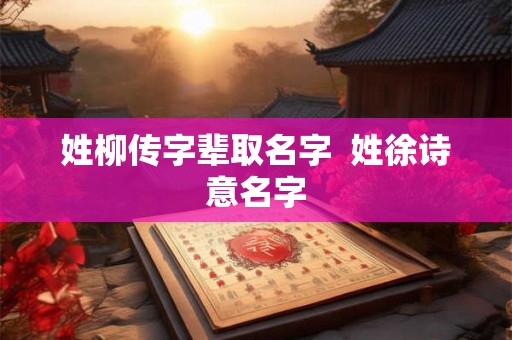姓柳传字辈取名字  姓徐诗意名字