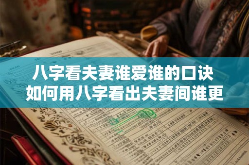 八字看夫妻谁爱谁的口诀 如何用八字看出夫妻间谁更爱谁 八字看夫妻谁爱谁的口诀 如何用八字看出夫妻间谁更爱谁