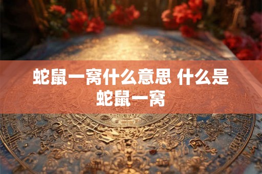 蛇鼠一窝什么意思 什么是蛇鼠一窝