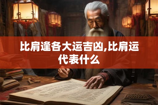 比肩逢各大运吉凶,比肩运代表什么