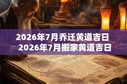 2026年7月乔迁黄道吉日  2026年7月搬家黄道吉日一览表