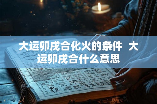 大运卯戌合化火的条件 大运卯戌合什么意思 大运卯戌合化火的条件 大运卯戌合什么意思
