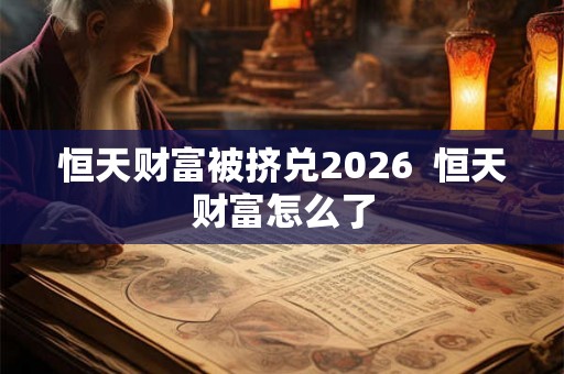 恒天财富被挤兑2026  恒天财富怎么了