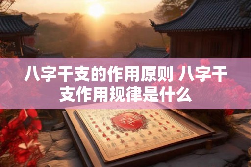 八字干支的作用原则 八字干支作用规律是什么