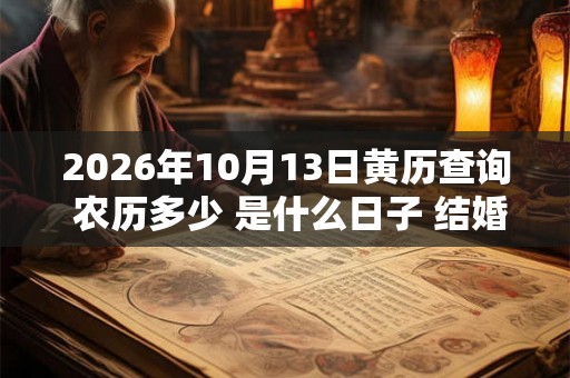2026年10月13日黄历查询 农历多少 是什么日子 结婚吉时