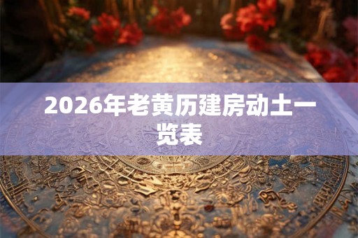 2026年老黄历建房动土一览表