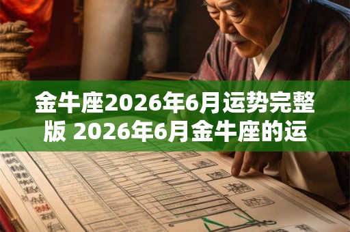 金牛座2026年6月运势完整版 2026年6月金牛座的运势如何