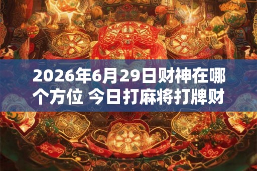 2026年6月29日财神在哪个方位 今日打麻将打牌财运方位