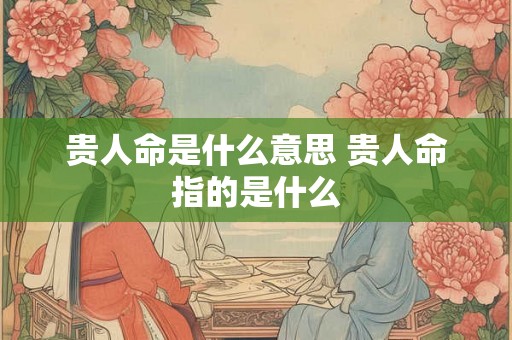 贵人命是什么意思 贵人命指的是什么