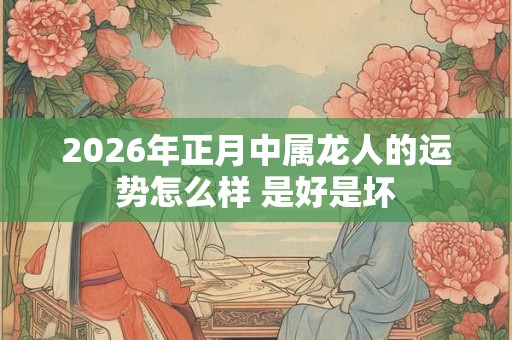 2026年正月中属龙人的运势怎么样 是好是坏