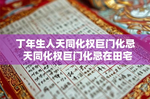 丁年生人天同化权巨门化忌  天同化权巨门化忌在田宅